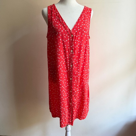 GAP Dresses & Skirts - Gap Women's Floral Summer Dress Small Button Front Shift Red